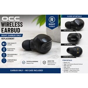 OCC Wireless Bluetooth Earbud Right Side Only Replacement Black R Earbud